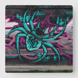 Wicked Turquoise Spider Square Wall Clock