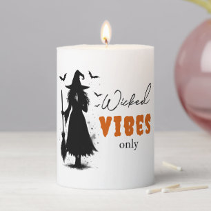 "Wicked Vibes Only" - Halloween Black Witch – Pillar Candle