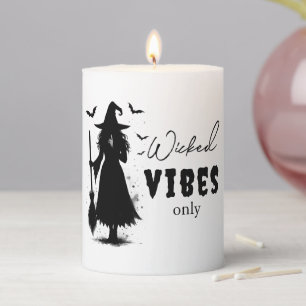"Wicked Vibes Only" - Halloween Black Witch – Pillar Candle