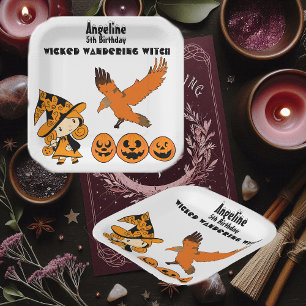 Wicked Wandering Witch Halloween Pumpkins Birthday Paper Plates