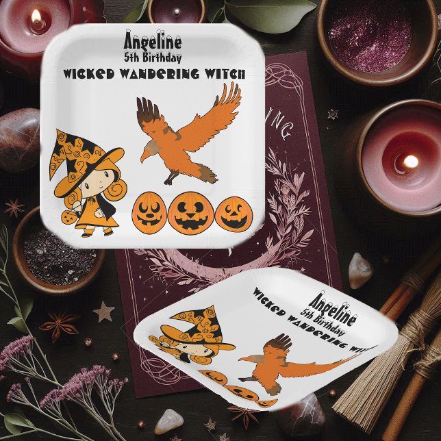 Wicked Wandering Witch Halloween Pumpkins Birthday Paper Plates (Wicked Wandering Witch Halloween Pumpkins Birthday Paper Plates)