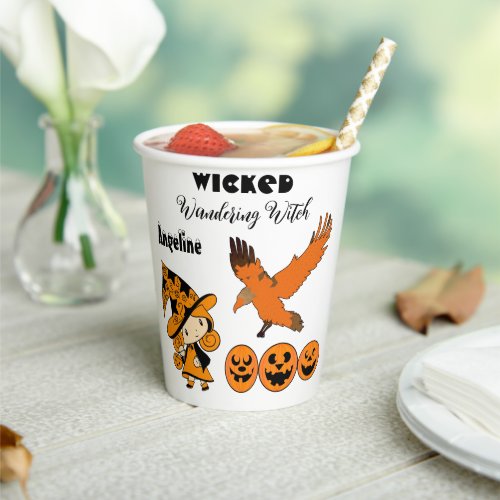 Wicked Wandering Witch Pumpkins Halloween Birthday Paper Cups