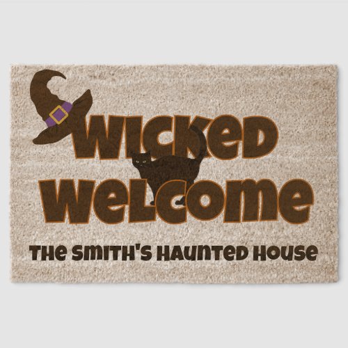 "Wicked Welcome" Family Name Halloween Fiber Doormat