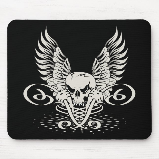 Wicked Winged Skull Mouse Pad (Front)