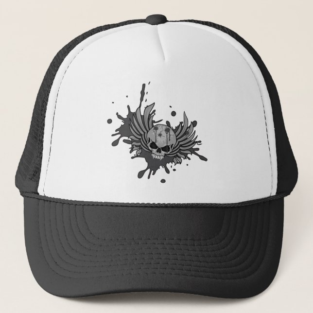 Wicked Winged Skull Trucker Hat (Front)