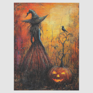 Wicked Witch and Her Jack-o-lantern Decoupage Tissue Paper