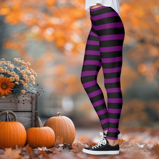 Wicked Witch Black and Purple Striped Leggings (Creator Uploaded)