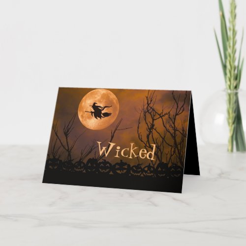 Wicked Witch Black Orange Halloween Card