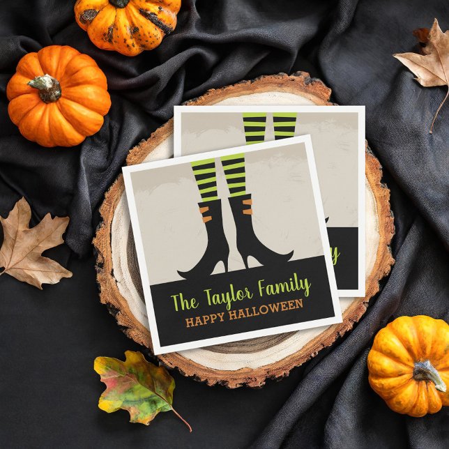 Wicked Witch Boots Personalized Halloween Party Napkins (Creator Uploaded)