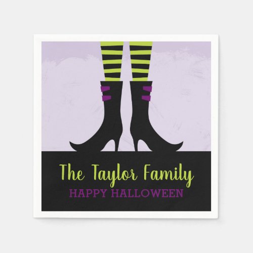 Wicked Witch Boots Personalized Halloween Party Paper Napkins