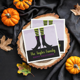 Wicked Witch Boots Personalized Halloween Party Paper Napkins