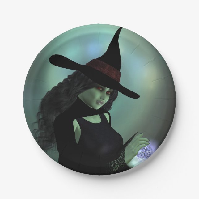 Wicked Witch Casting a Spell Paper Plates (Front)