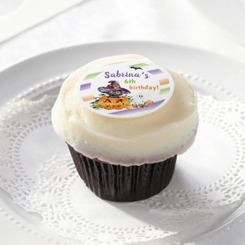 Wicked Witch Cat Halloween Birthday Party Any Age Edible Frosting Rounds