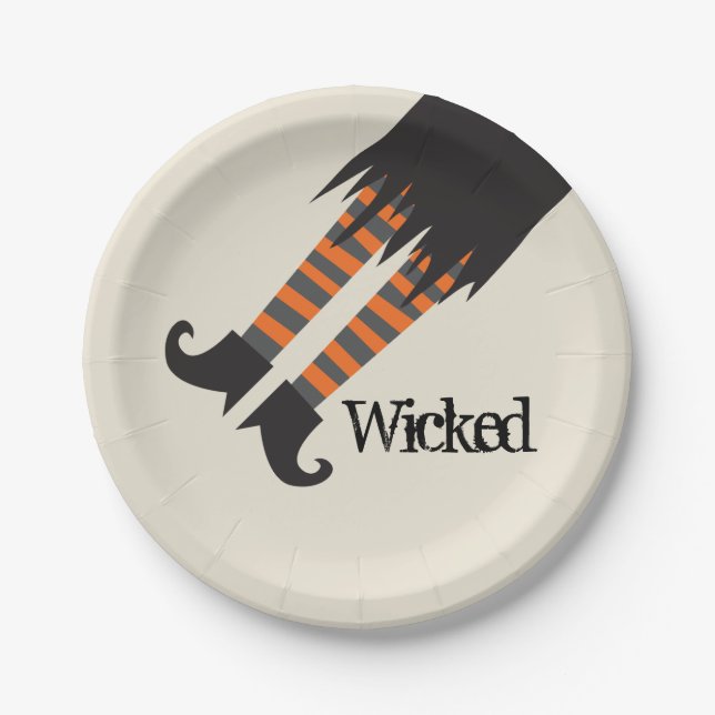 Wicked Witch Funny Halloween Paper Plates (Front)
