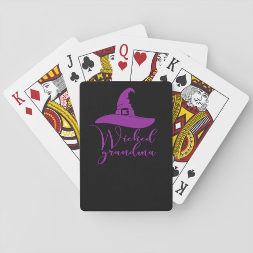 Wicked Witch Grandma Halloween Design  Purple Poker Cards
