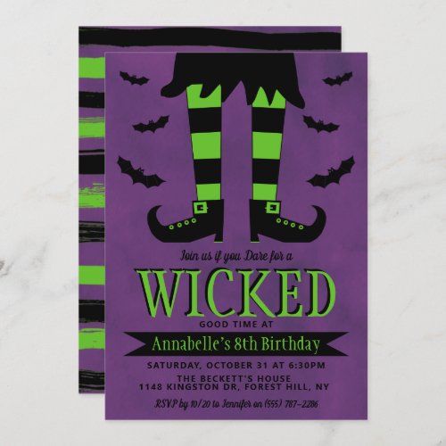 Wicked Witch Halloween Any Age Birthday Invitation