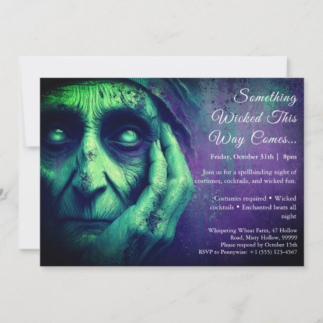 Wicked Witch Halloween Costume Party Invitation (Front)
