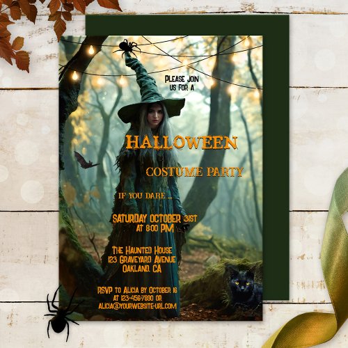 Wicked Witch Halloween Costume Party Invitation