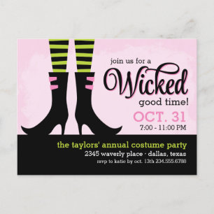 Wicked Witch Halloween Costume Party Invitation Postcard