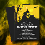 Wicked Witch Halloween Invitation<br><div class="desc">A wicked witch and her caldron, a black bat, picket fence and bare tree silhouetted against a spooky sky, these invitations are fun for a Halloween costume party invitations, a kid's birthday party invitation, just change the wording to fit your occasion. Available as printed invitations and instant download to print...</div>