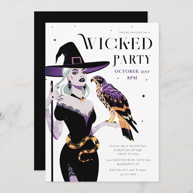 Wicked Witch Halloween Party Invitation (Front/Back)