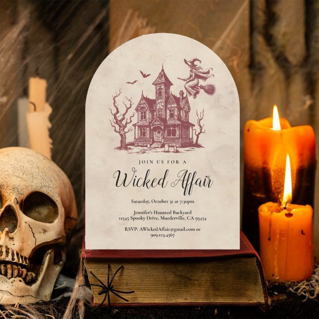 Wicked Witch Haunted House Vintage Halloween Party Invitation (Creator Uploaded)