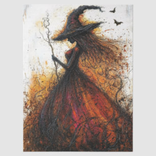 Wicked Witch in Red with Bats Decoupage Tissue Paper