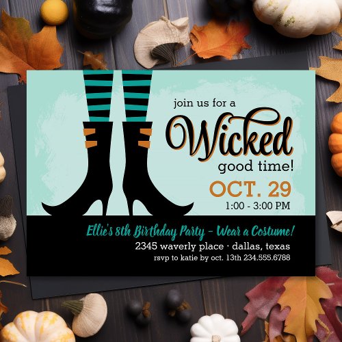 Wicked Witch Kids Birthday Costume Party Invitation