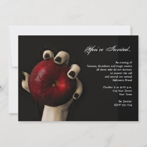 Wicked Witch Red Apple Halloween Party Invitation