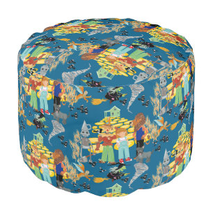 Wicked witch, scarecrow and lion pattern pouf