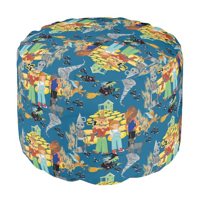 Wicked witch, scarecrow and lion pattern pouf (Angled Front)