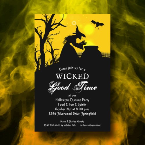 Wicked Witch Silhouette Budget Halloween Invites