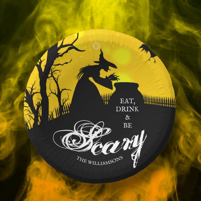 Wicked Witch Silhouette Halloween Paper Bowls (Creator Uploaded)