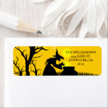 Wicked Witch Silhouette Halloween Return Address Label<br><div class="desc">A wicked witch and her cauldron,  picket fence and bare tree silhouetted against a spooky sky,  these Halloween return address labels are fun for your invitation envelopes. MATCHING items in our store.</div>