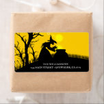 Wicked Witch Silhouette Halloween Return Address Label<br><div class="desc">A wicked witch and her cauldron,  picket fence and bare tree silhouetted against a spooky sky,  these Halloween return address labels are fun for your invitation envelopes. MATCHING items in our store.</div>