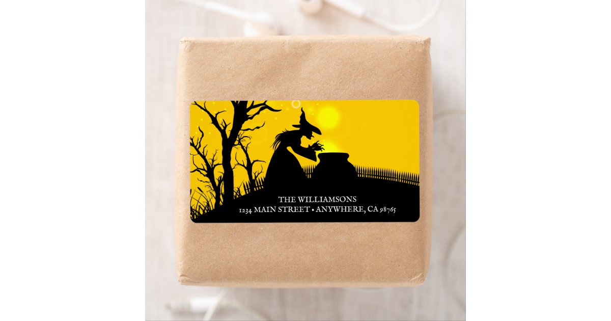 Wicked Witch Silhouette Halloween Return Address Label | Zazzle