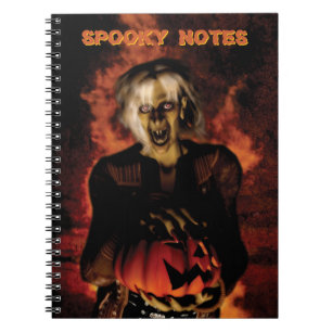Wicked witch with pumpkin. Halloween Notebook