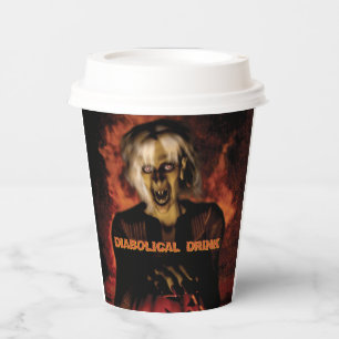 Wicked witch with pumpkin. Halloween Paper Cups
