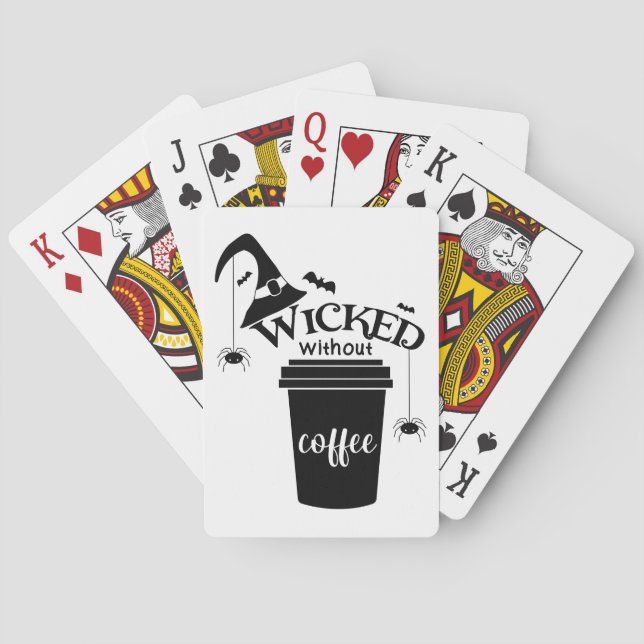  Wicked Without Coffee Cute Funny Black Witch Hat Poker Cards (Back)