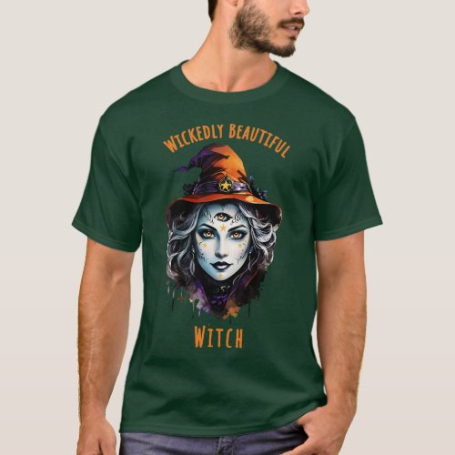 Wickedly Beautiful Witch witch for cute Halloween  T_Shirt
