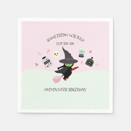  Wickedly Cute Green Witch Halloween Birthday Napkins