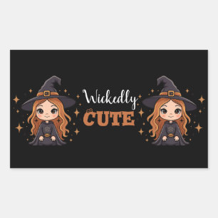 Wickedly Cute Halloween Witch   Spooky Adorable  Rectangular Sticker