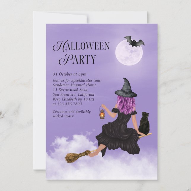 Wickedly Cute Witch Halloween Party Invitation (Front)