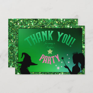 Wickedly Fun Party Green Pink Glinda Thank You Invitation