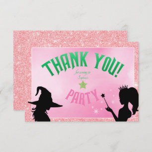 Wickedly Fun Party Green Pink Glinda Thank You Invitation