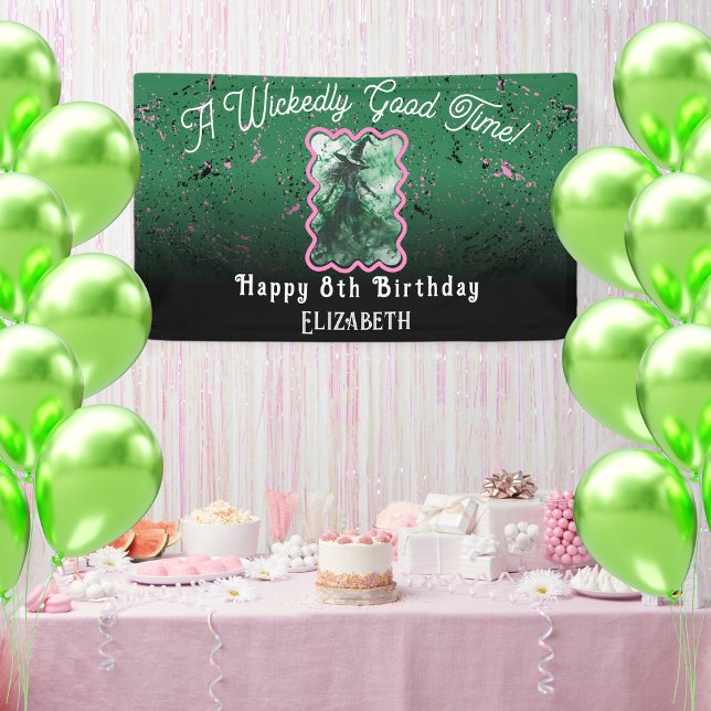Wickedly Good Time Green Witch Drawing Birthday Banner (Creator Uploaded)