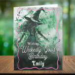 Wickedly Good Time Green Witch Drawing Birthday Card<br><div class="desc">Wickedly Good Time Green Witch Drawing Birthday Card - Wish that special someone a wickedly good birthday with this unique personalized Happy birthday card. Featuring a sketch drawing of a green wicked witch wearing a green hat and green dress with black and white shading. A pink scribble, squiggle border frames...</div>