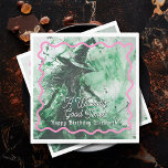 Wickedly Good Time Personalized Happy Birthday Napkins<br><div class="desc">Wickedly Good Time Green Witch Drawing Sketch Personalized Happy Birthday Paper Napkins - Wickedly Good Time Party Paper Napkins for Halloween & Magic Lovers – Personalized Happy Birthday Napkins with Retro Design & Vintage Style Make your next birthday party unforgettable with these unique Green Witch Birthday Napkins. Featuring a charming...</div>