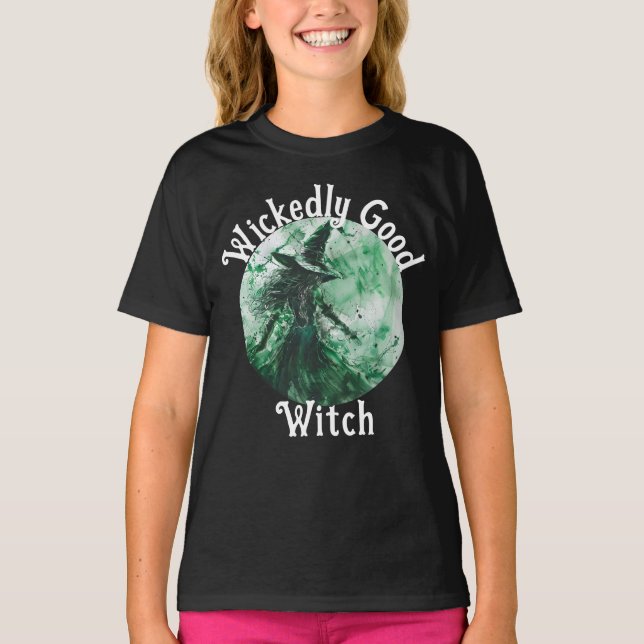 Wickedly Good Witch Green Witch Drawing  T-Shirt (Front)
