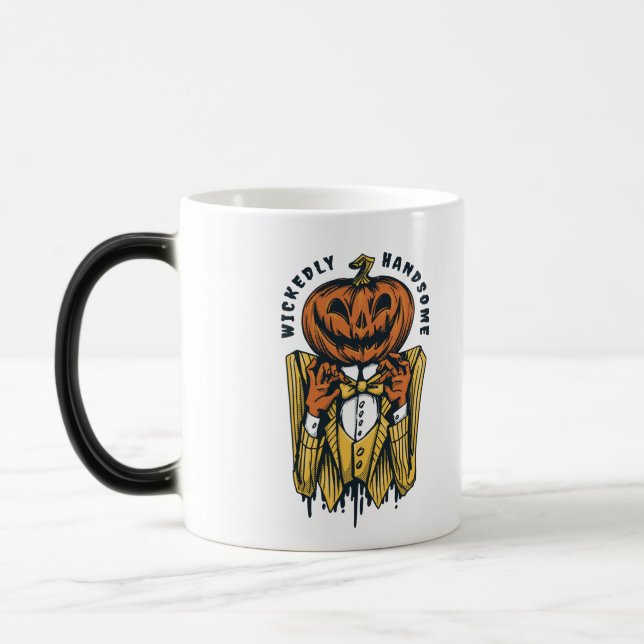 Wickedly Handsome Jack-O-Lantern Halloween Color Morph Mug (Left)